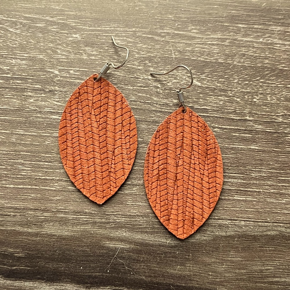 Leather stamped earrings